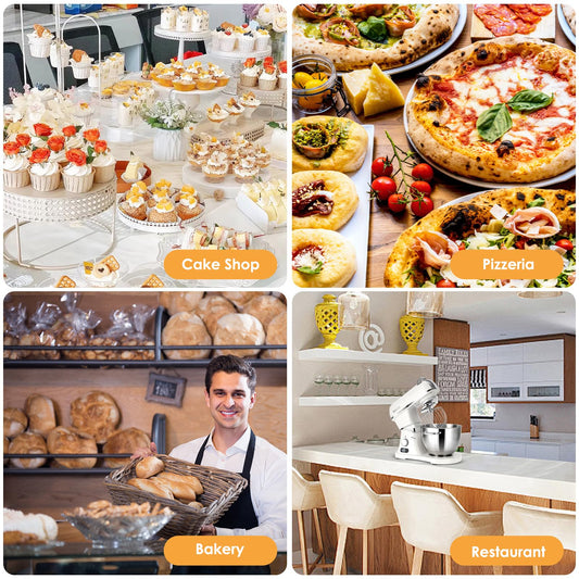 ZACME 8.4QT commercial stand mixer, 800W, NSF certified, stainless steel bowl with dough hook, whisk and beater