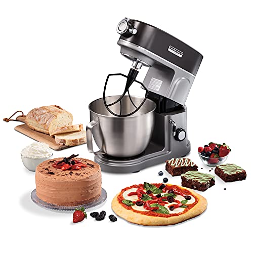 Hamilton Beach Professional 5QT all-metal stand mixer, 12 speeds, attachment hub, includes beater, dough hook and whisk