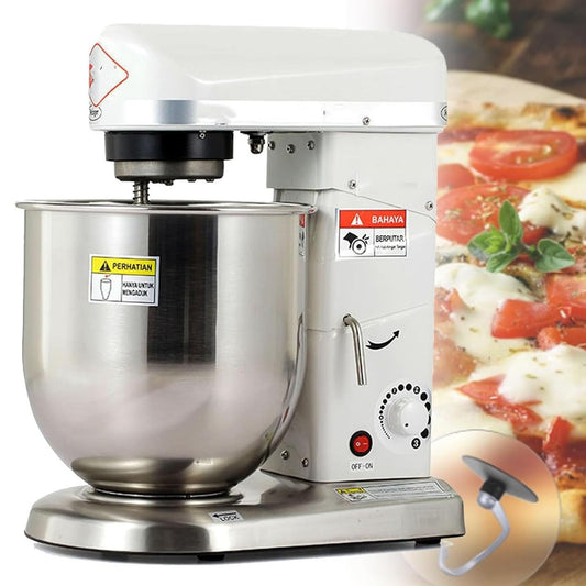 Commercial 5L/7L/10L stand mixer, 3 speed electric dough mixer for bread, cake and bakery use, white 7L