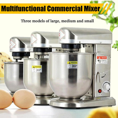 Commercial 5L/7L/10L stand mixer, 3 speed electric dough mixer for bread, cake and bakery use, white 7L