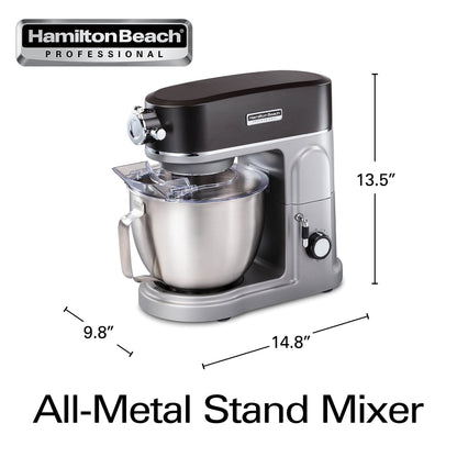 Hamilton Beach Professional 5QT all-metal stand mixer, 12 speeds, attachment hub, includes beater, dough hook and whisk