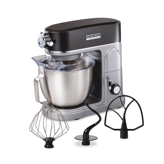 Hamilton Beach Professional 5QT all-metal stand mixer, 12 speeds, attachment hub, includes beater, dough hook and whisk
