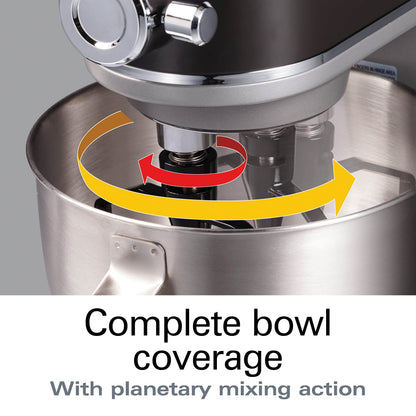 Hamilton Beach Professional 5QT all-metal stand mixer, 12 speeds, attachment hub, includes beater, dough hook and whisk