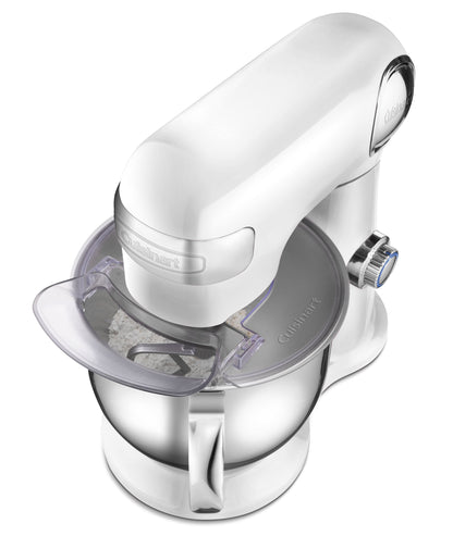 Cuisinart 5.5QT stand mixer, 12 speeds, stainless bowl, whisk, paddle, dough hook and splash guard, white