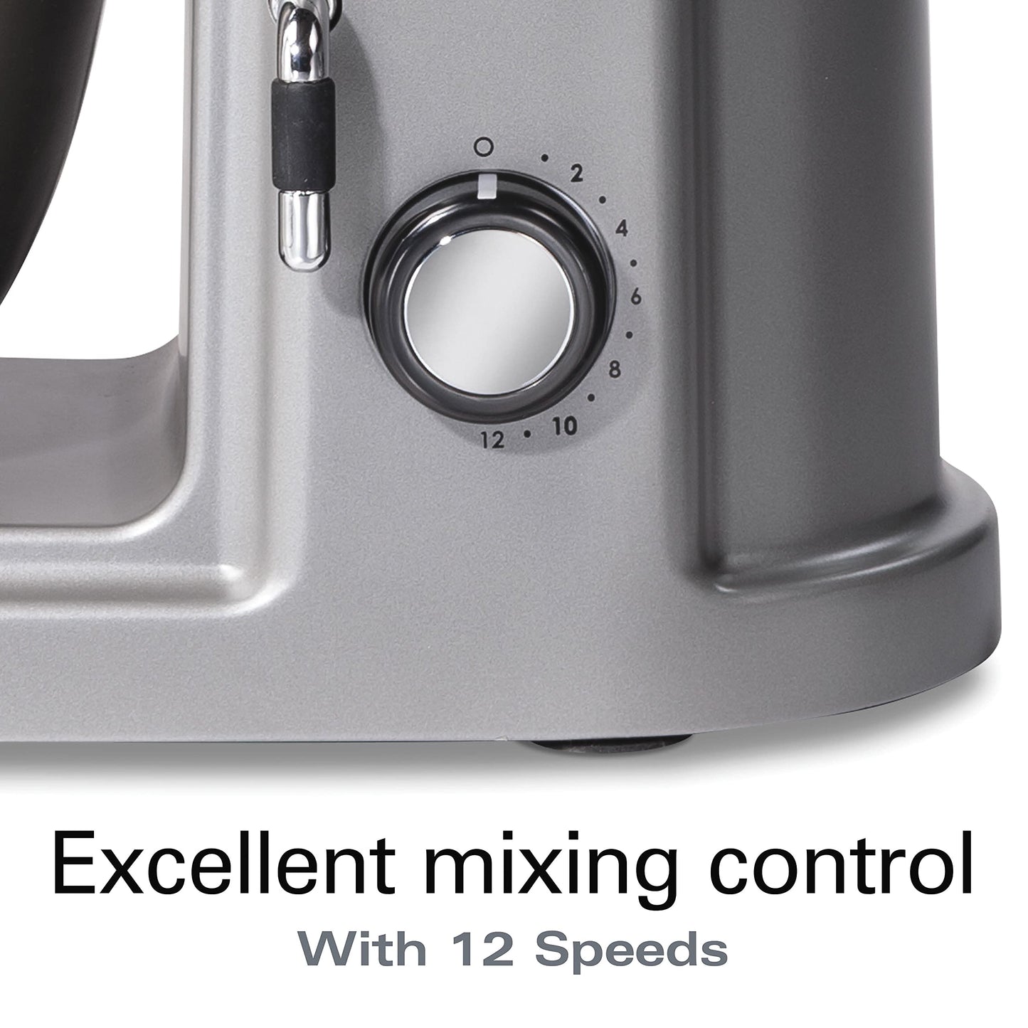 Hamilton Beach Professional 5QT all-metal stand mixer, 12 speeds, attachment hub, includes beater, dough hook and whisk