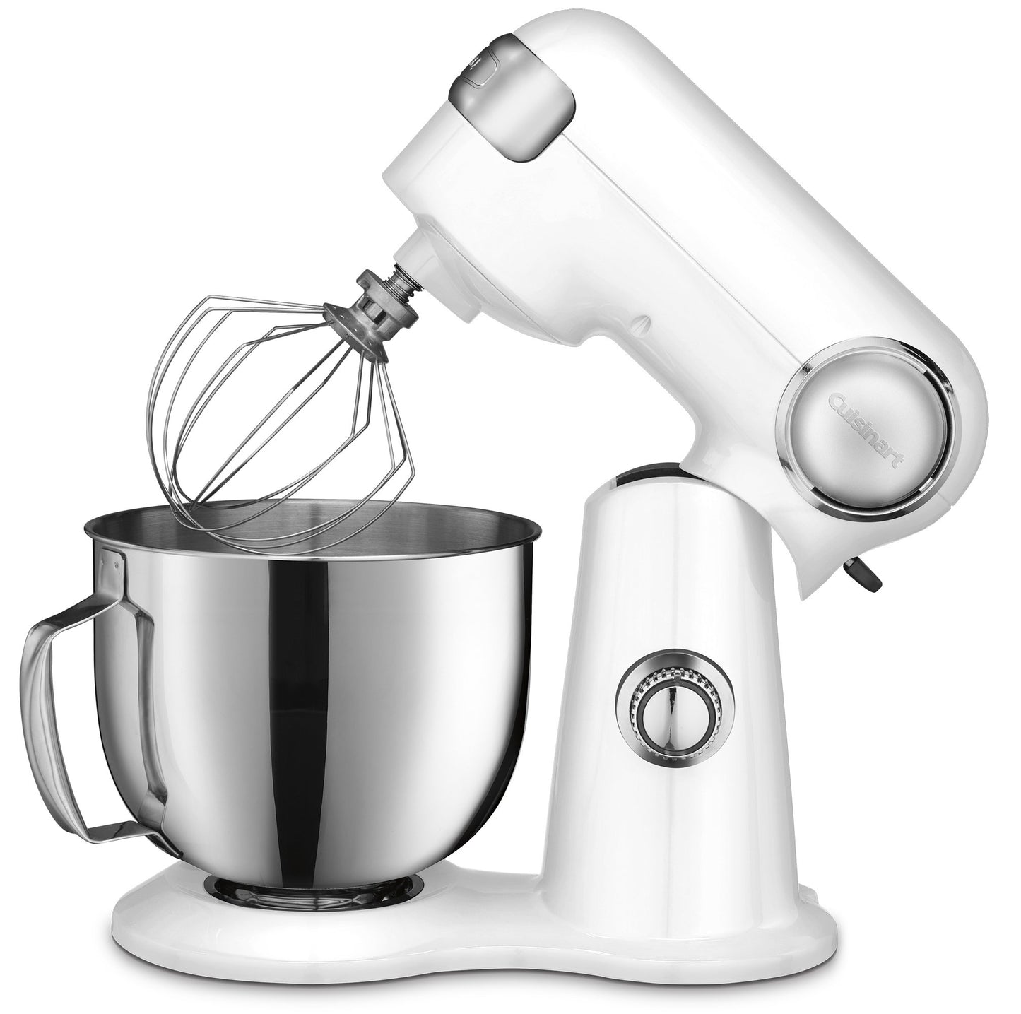 Cuisinart 5.5QT stand mixer, 12 speeds, stainless bowl, whisk, paddle, dough hook and splash guard, white
